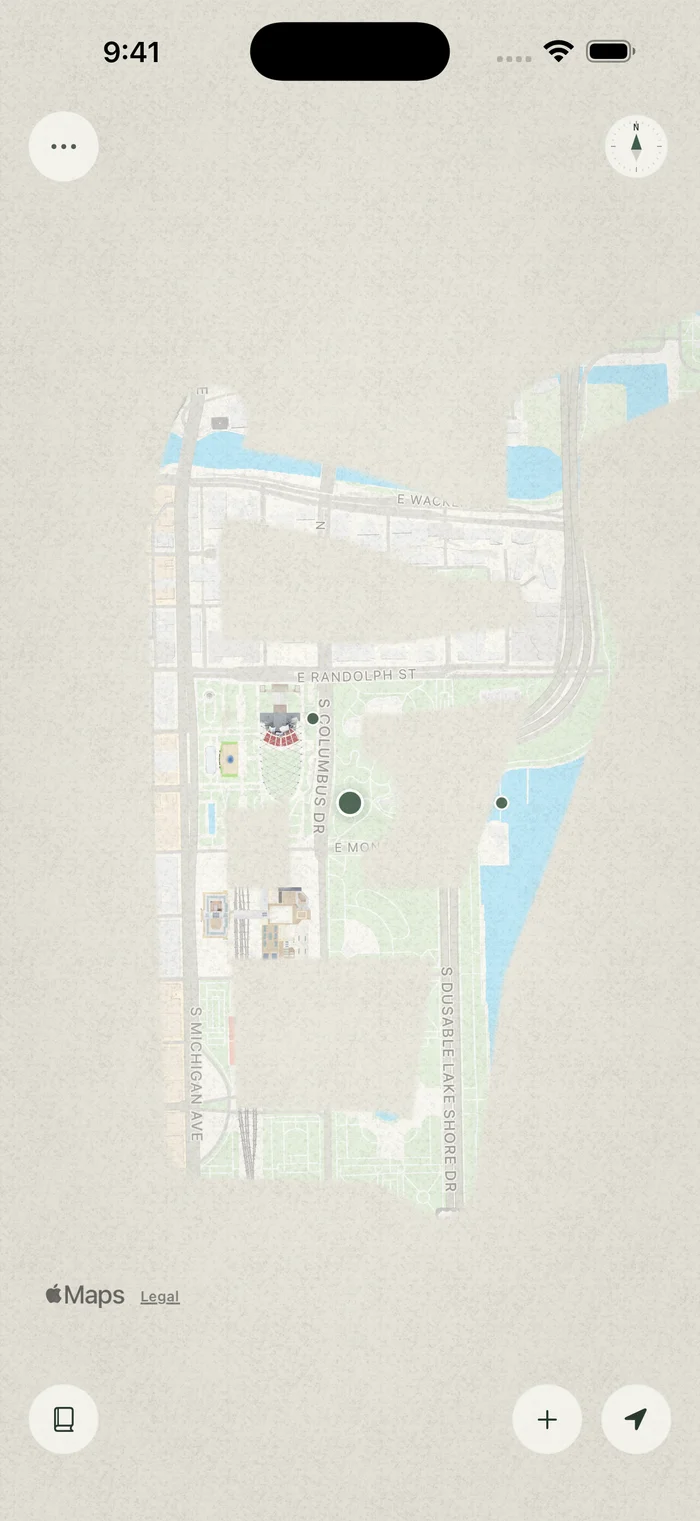 Exploras’s paper map, with a winding trail of uncovered streets around Chicago